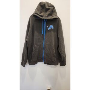 Detroit Lions Men's Full-Zip Hoodie – Charcoal/Anthracite Gray – NFL Licensed